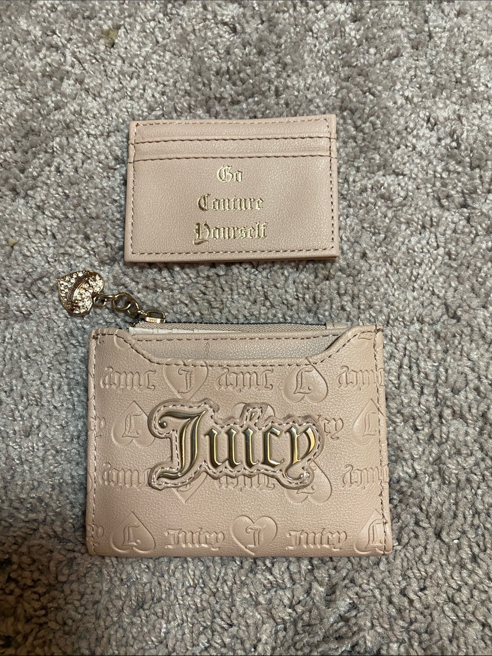 Juicy Couture Pale Pink Card Holder and Coin Pouch Set
